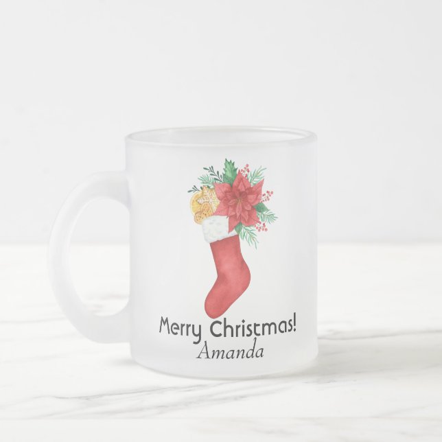 Caneca De Café Vidro Jateado Amor de Natal (Esquerda)