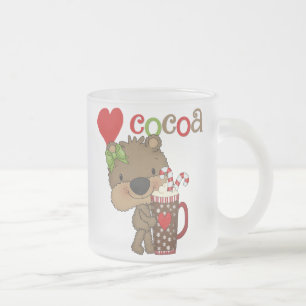 Caneca De Café Vidro Jateado Amor do cacau do urso da menina