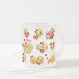 Caneca De Café Vidro Jateado amor emoji
