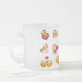 Caneca De Café Vidro Jateado amor emoji
