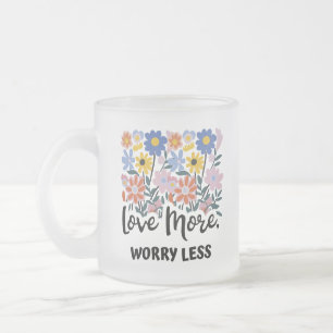 Caneca De Café Vidro Jateado Amor Mais Preocupante Menos Floral