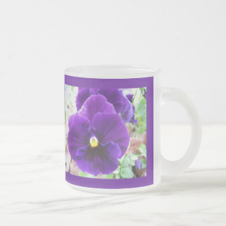 Caneca De Café Vidro Jateado Amor perfeito roxo