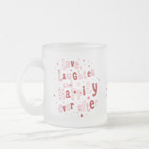 Caneca De Café Vidro Jateado Amor Rir Feliz Nunca Personalizado Casamento