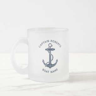 Caneca De Café Vidro Jateado Âncora Náutica Barco Capitão Swag Personalizado