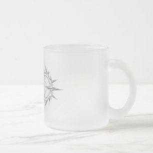Caneca De Café Vidro Jateado Anel "NO" com Pontas e Barra
