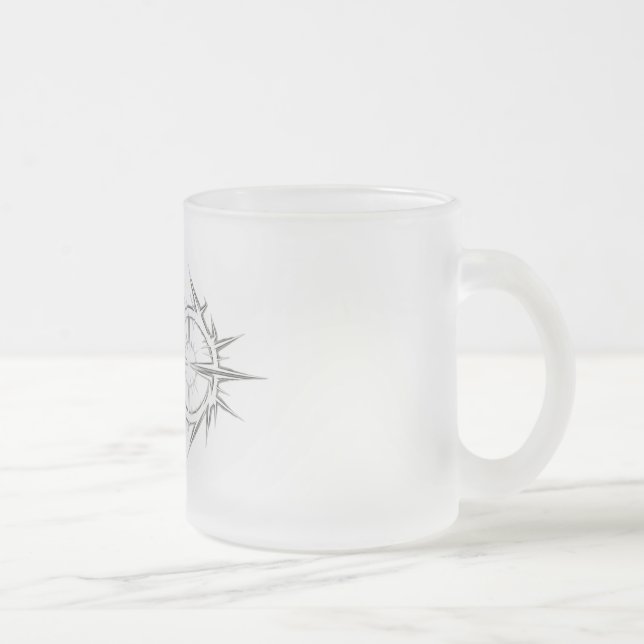 Caneca De Café Vidro Jateado Anel "NO" com Pontas e Barra (Direita)