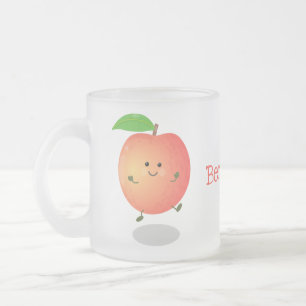 Caneca De Café Vidro Jateado Animação de cor amarela de pêssego feliz