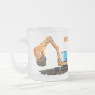Caneca De Café Vidro Jateado Animador de escavação laranja-branca