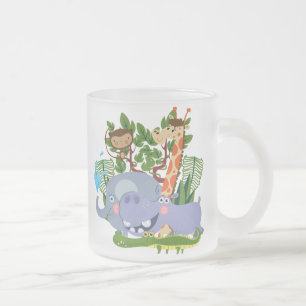 Caneca De Café Vidro Jateado Animais bonitos do safari