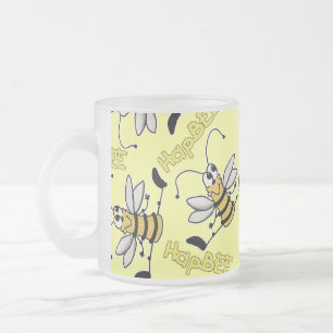 Caneca De Café Vidro Jateado Aniversário da Colagem de Abelhas HapBEE