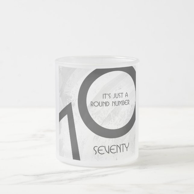 Caneca De Café Vidro Jateado Aniversário de 70 Décadas Branco (Centro)