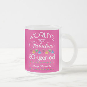 Caneca De Café Vidro Jateado aniversário do 80 a maioria de rosa colorido