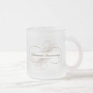 Caneca De Café Vidro Jateado Aniversário do diamante