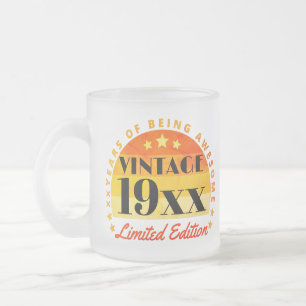 Caneca De Café Vidro Jateado Aniversário Edição Limitada Vintage Personalizado