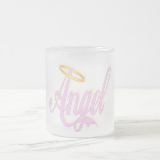 Caneca De Café Vidro Jateado Anjo - caneca do vidro de fosco (Centro)