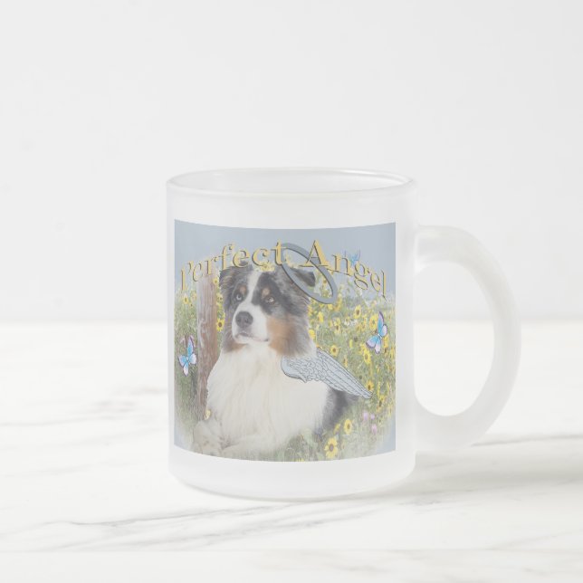 Caneca De Café Vidro Jateado Anjo perfeito do pastor australiano (Direita)