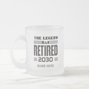 Caneca De Café Vidro Jateado Aposentadoria A Lenda se Aposentou Personalizado