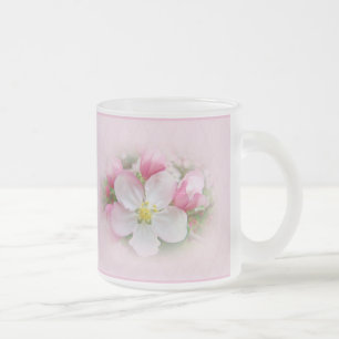 Caneca De Café Vidro Jateado Apple floresce tempo