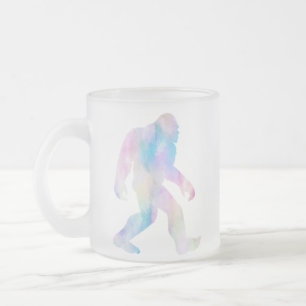 Caneca De Café Vidro Jateado Aquarela Pé-grande