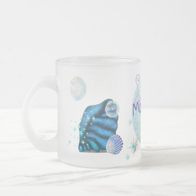 Caneca De Café Vidro Jateado Aquatica 3D Whimsey ADICIONE SEU NOME (Esquerda)