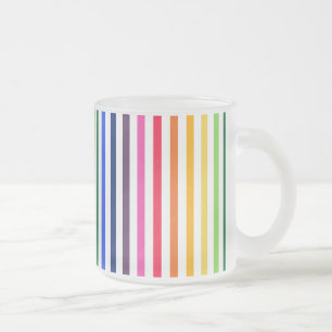 Caneca De Café Vidro Jateado Arco-íris e listras brancas