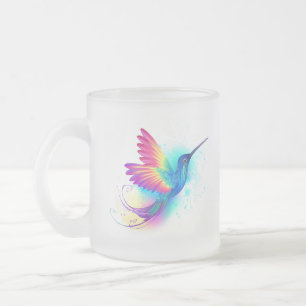 Caneca De Café Vidro Jateado Arco-Íris Exótico Hummingbird