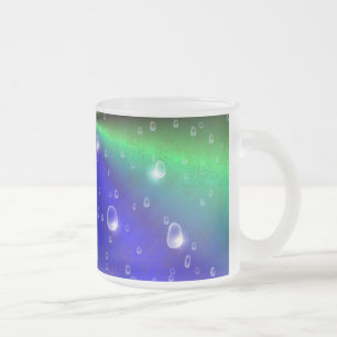 Caneca De Café Vidro Jateado Arco-Íris Verde Azul em couro de pele elefante Opt
