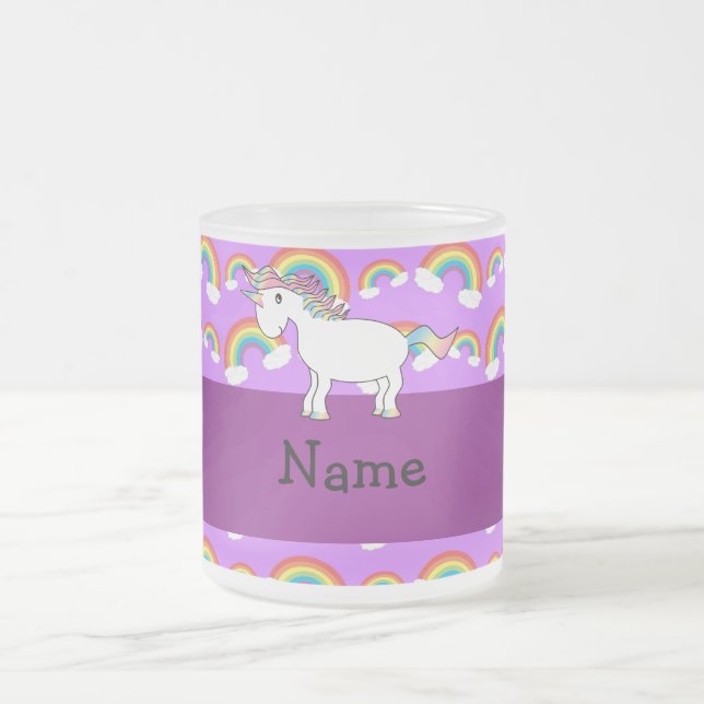 Caneca De Café Vidro Jateado Arcos-íris conhecidos personalizados do roxo do (Centro)