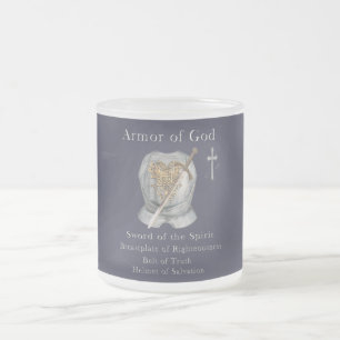Caneca De Café Vidro Jateado Armadura de Deus