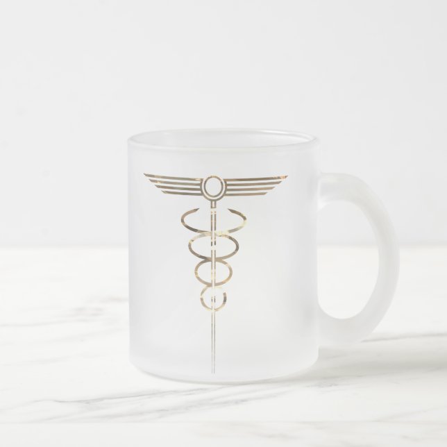 Caneca De Café Vidro Jateado Art Deco Caduceus (Direita)