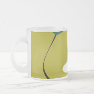 Caneca De Café Vidro Jateado Arte Botânica Abstrata Flor de Margarida Minimalis