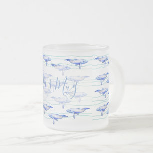 Caneca De Café Vidro Jateado Arte de Aquarela de Peixes Grandes