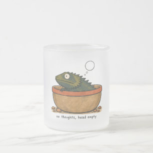 Caneca De Café Vidro Jateado Arte de Dragão Barbudo Sem Pensamentos Cabeça Vazi