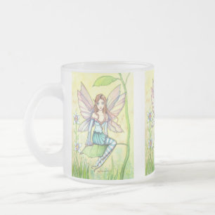 Caneca De Café Vidro Jateado Arte de Fantasia de Fada de Flor Fofa
