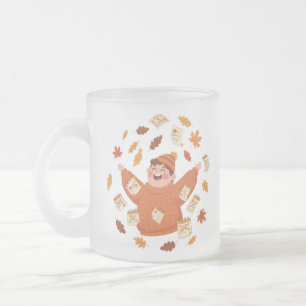 Caneca De Café Vidro Jateado Arte de Folhas de Outono Design Divertido de Out