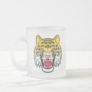 Caneca De Café Vidro Jateado Arte de Rosto de Tigre Sorridente-21876