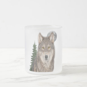 Caneca De Café Vidro Jateado arte do lobo
