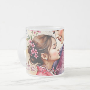 Caneca De Café Vidro Jateado Arte do Quimono do Dia das Mães com Abraço Floral