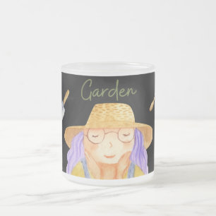 Caneca De Café Vidro Jateado Arte em Aquarela da Senhorita Caprichosa de Jardim