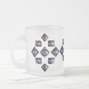 Caneca De Café Vidro Jateado Arte Geométrica Olho Azul abstrato -