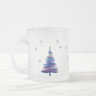 Caneca De Café Vidro Jateado Árvore de Inverno com Traço de Pincel Abstrato e O