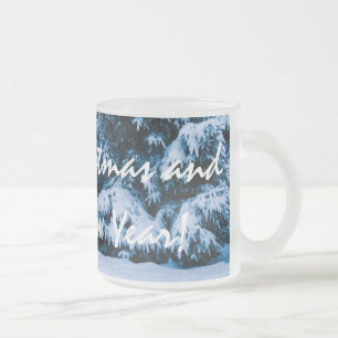 Caneca De Café Vidro Jateado Árvore de Natal da Floresta de inverno