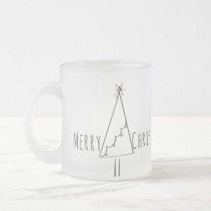 Caneca De Café Vidro Jateado Árvore de Natal Minimalista Linha Arte Café Mu