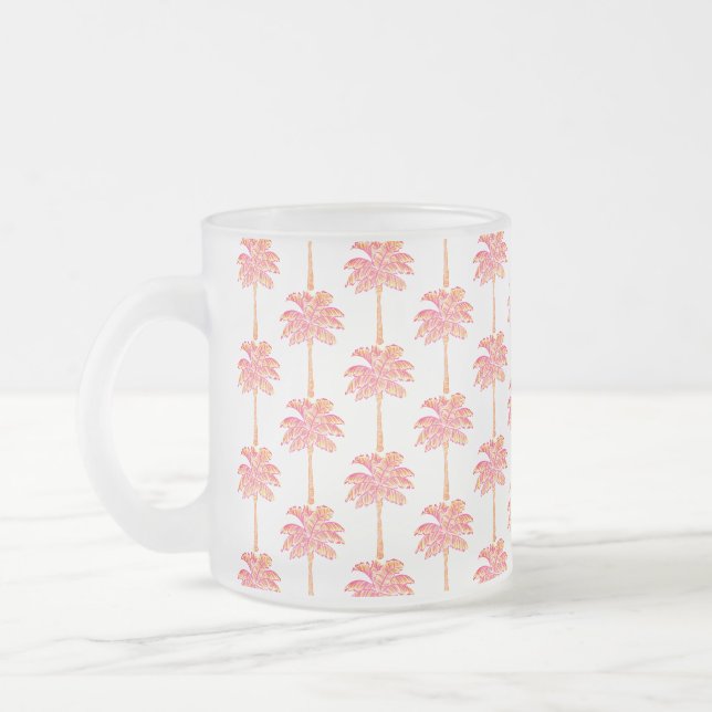 Caneca De Café Vidro Jateado Árvore Rosa-Rosa da Ilha Tropical (Esquerda)