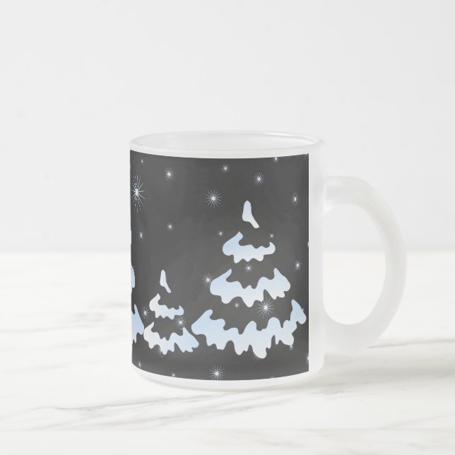 Caneca De Café Vidro Jateado Árvores de neve do Natal (Direita)