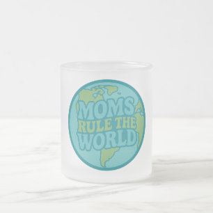 Caneca De Café Vidro Jateado As Mães Regem o Mundo Groovy Globe
