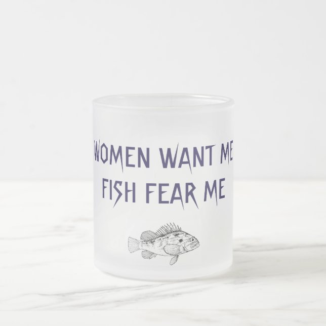 CANECA DE CAFÉ VIDRO JATEADO AS MULHERES QUEREM QUE EU PEIXE ME MEDE MUG (Centro)