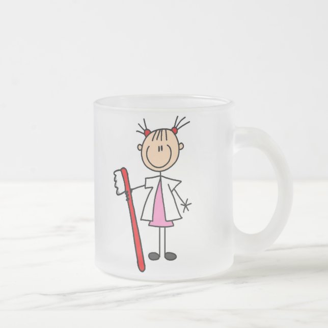 Caneca De Café Vidro Jateado Assistente dental com escova de dentes (Direita)