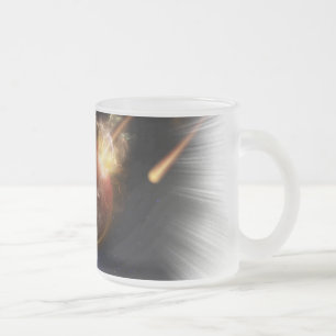 Caneca De Café Vidro Jateado Asteroide Apocalypse Fractal Art Spacescape