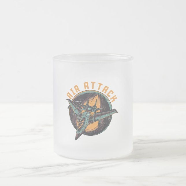 CANECA DE CAFÉ VIDRO JATEADO ATAQUE AÉREO (Centro)
